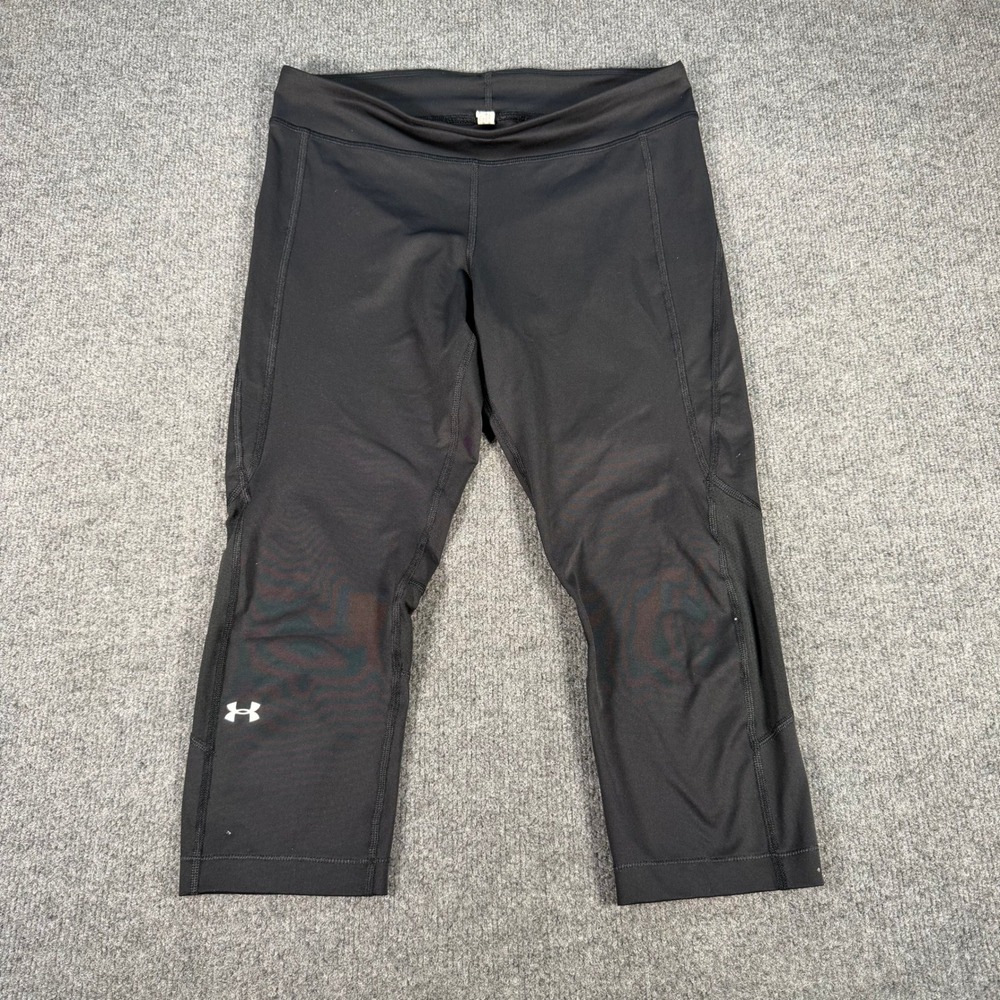Under Armour HeatGear Womens Capri Leggings Black Compression Tights #4286